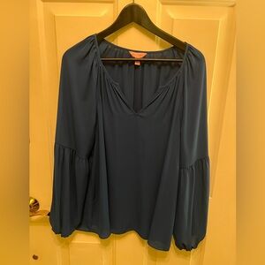 Lilly Pulitzer top Sullivan long sleeves navy size large